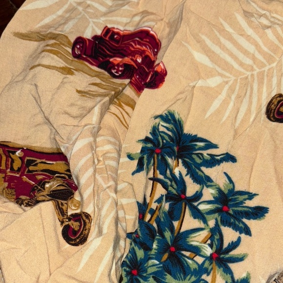 Puritan Beige Button Down Hawaiian Shirt with Vintage Car Print - Picture 9 of 9